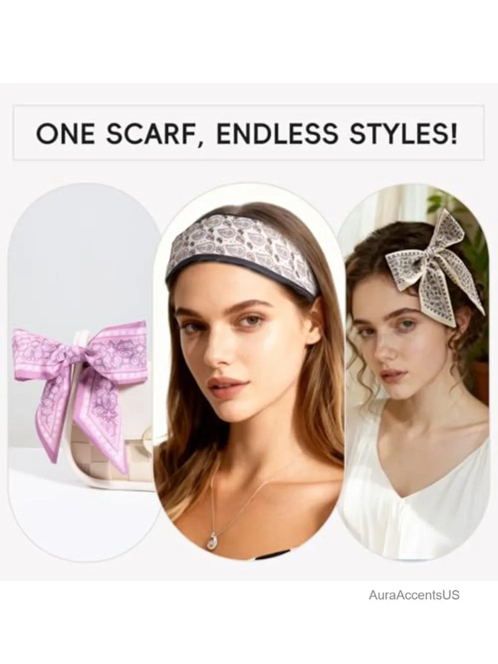 6 Pack Fashion Scarves for Women, Versatile Boho Head Scarf, Satin Scarf for